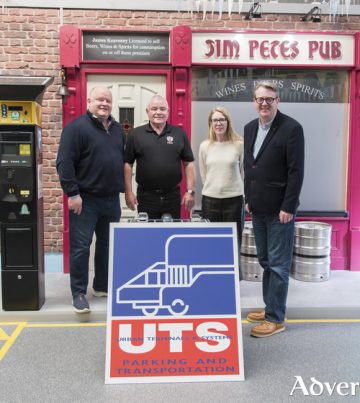 Photo of UTS Technologies management team with Claddagh Watch announcing sponsorship